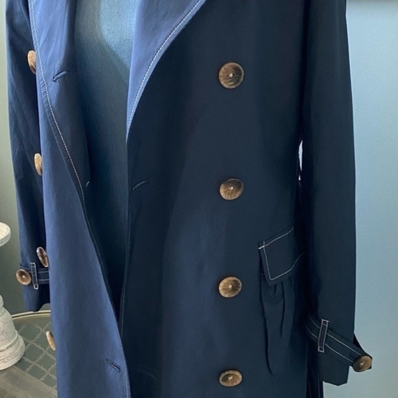 Navy Blue Trench Coat Original Penguin by Munsingwear Women’ Size XS EUC - Picture 1 of 10
